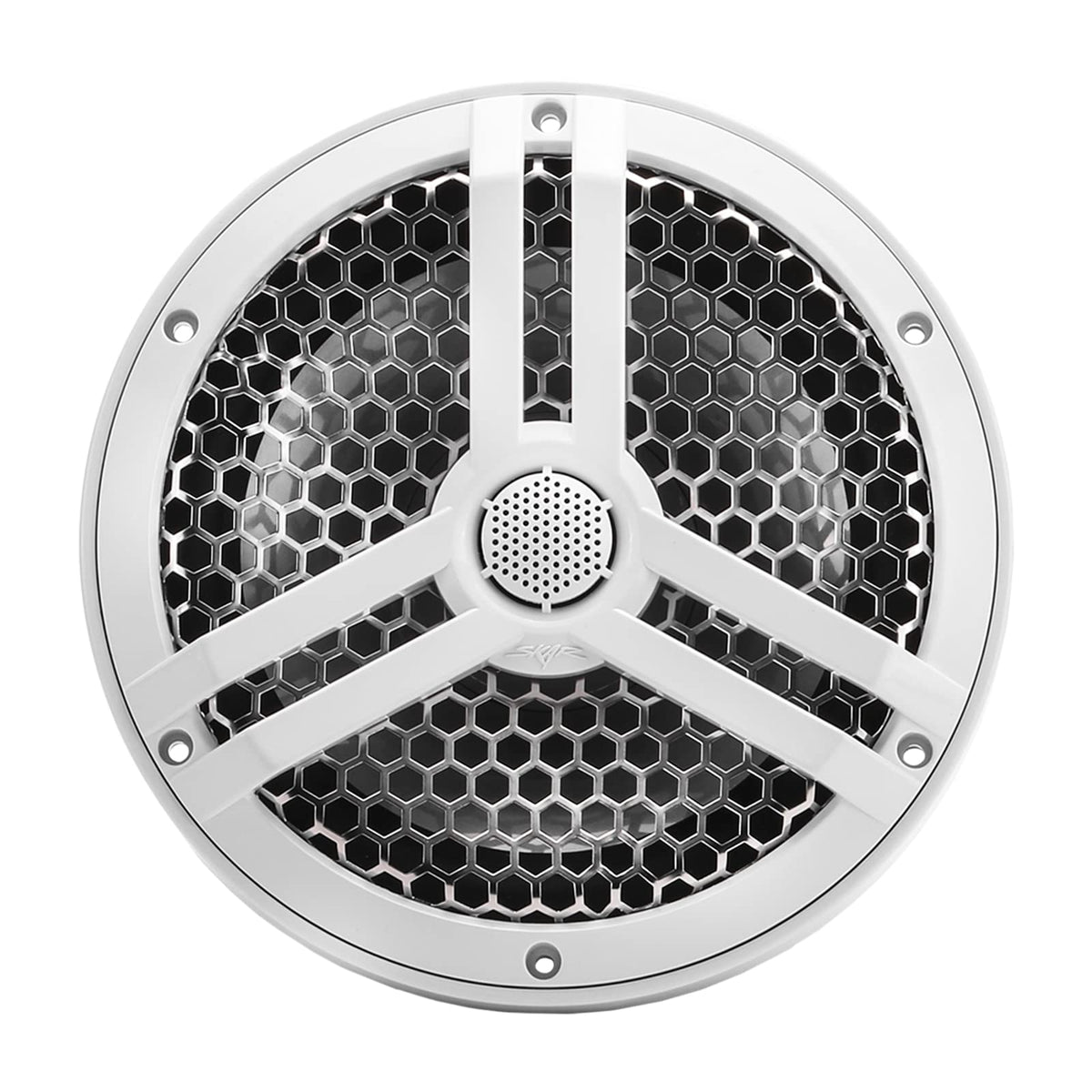 Skar Audio SK8M 1-inch silk-dome tweeter mounted above the mid-range for balanced highs.