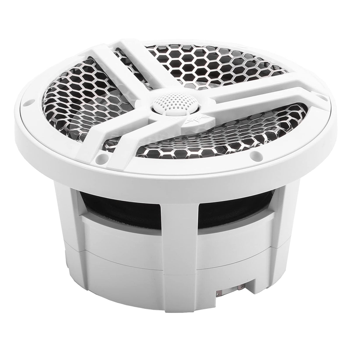 Skar Audio SK8M marine-grade coaxial assembly enables simple two-way installation.