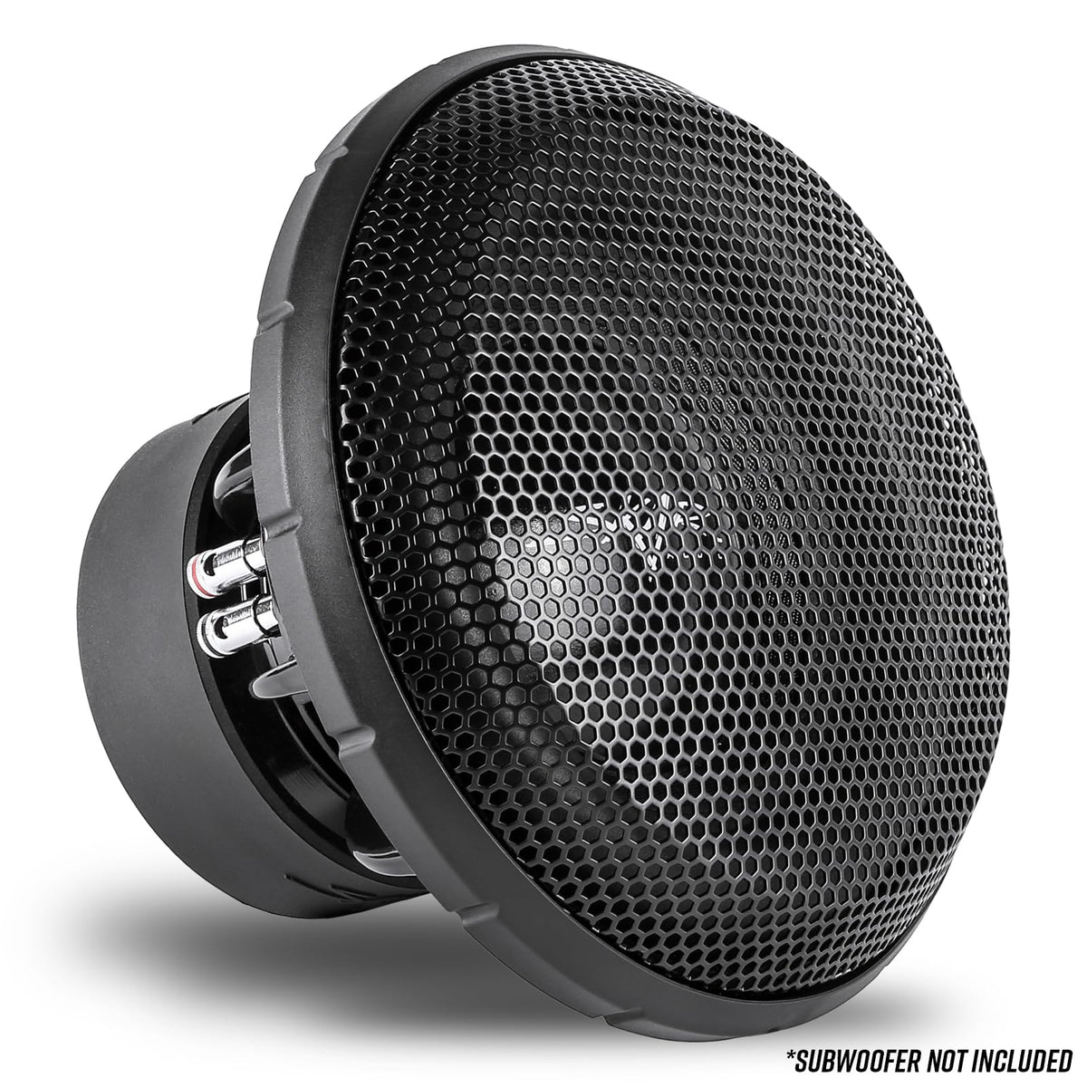 Low-profile design keeps a sleek look while guarding the woofer.
