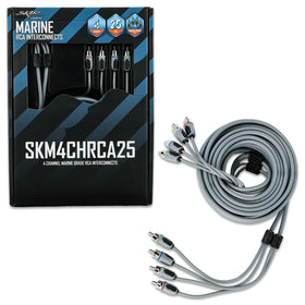 Skar Audio SKM4CHRCA25 4-channel RCA cable supports clean multi-channel sound on water.