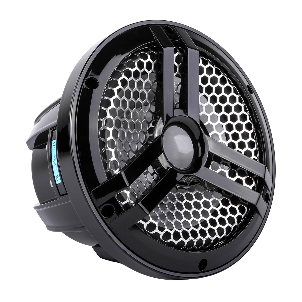 Skar Audio SKM8WBD4 8-inch marine subwoofer in black for compact boat audio clarity