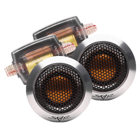 Skar Audio SPX-T next to a coin showing compact size advantage