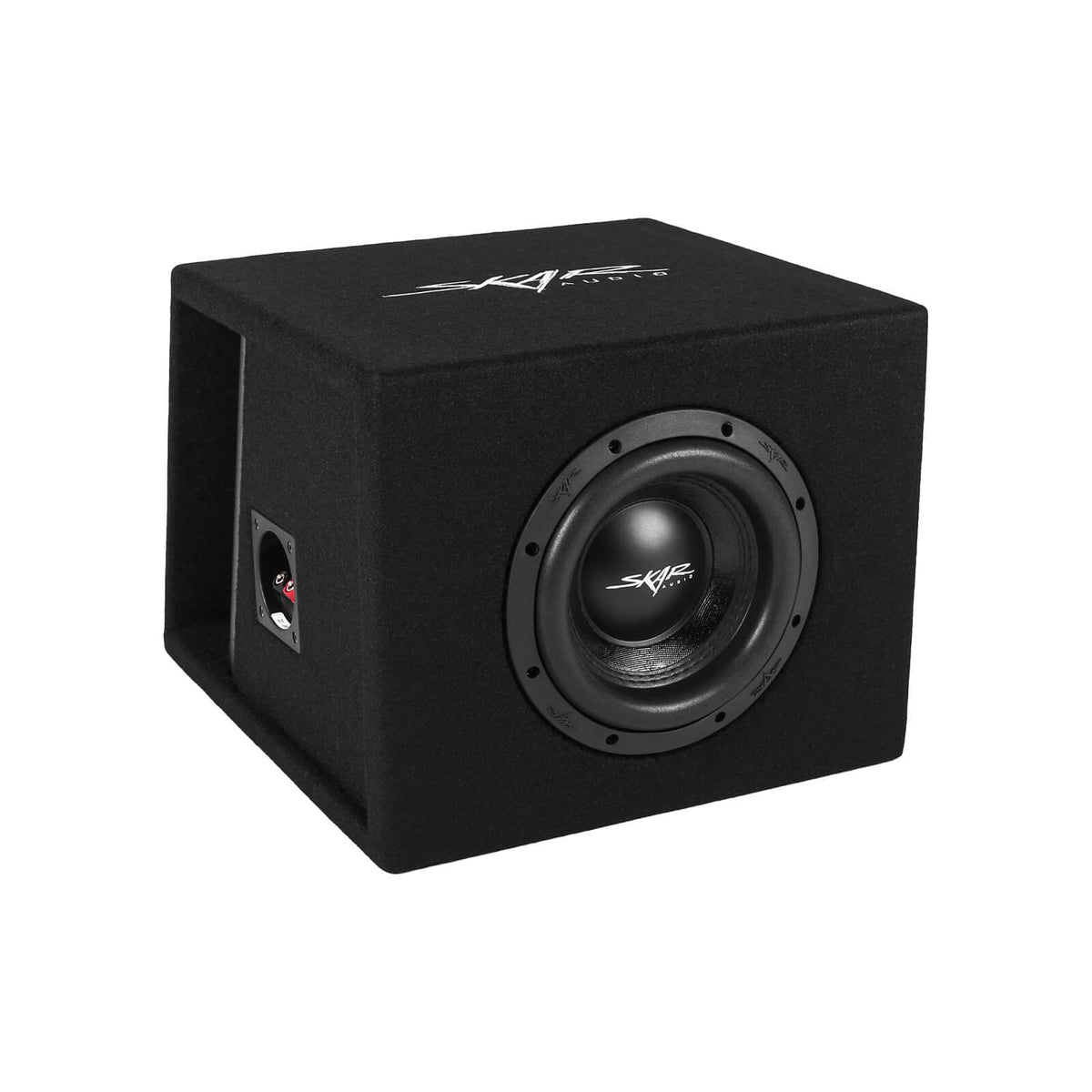 Skar Audio SVR-1X8D2 front view, a compact loaded enclosure ready for enhanced truck bass.