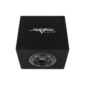 Skar Audio SVR-1X8D2 woofer assembly ready for quick mounting in a vehicle.