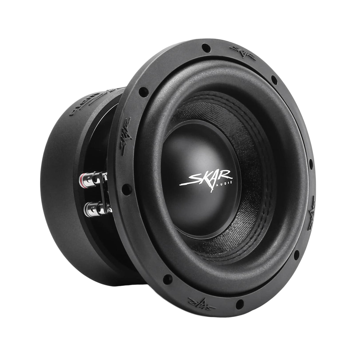 Skar Audio SVR-8 D2 front view shows compact 8-inch bass potential.