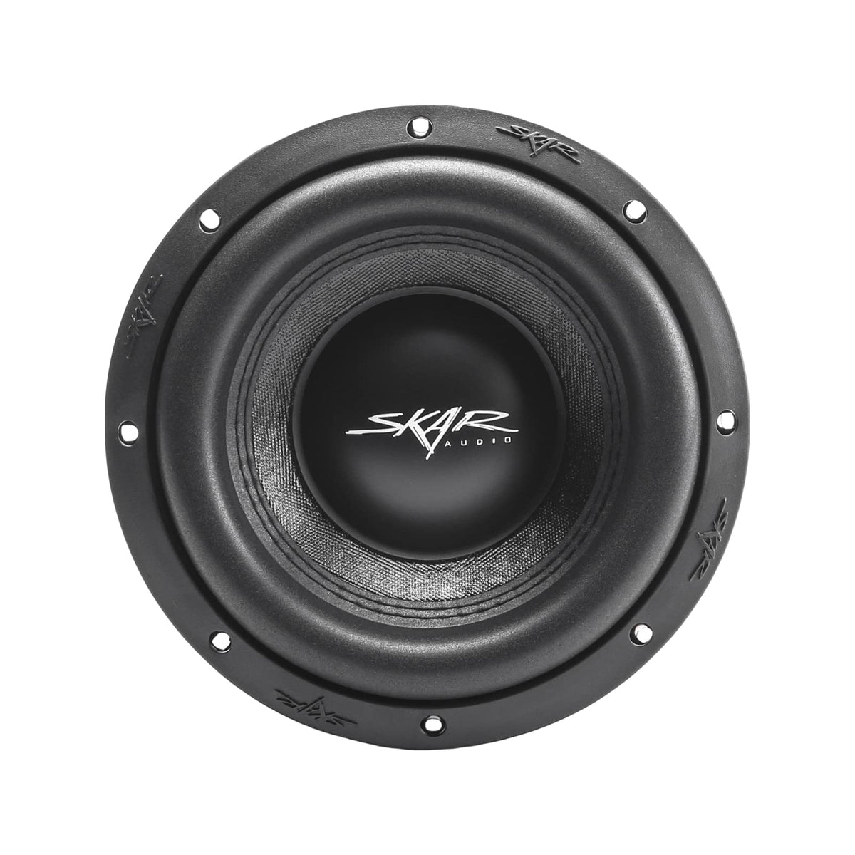 Skar Audio SVR-8 D2 magnet highlights ferrite motor for deep bass.