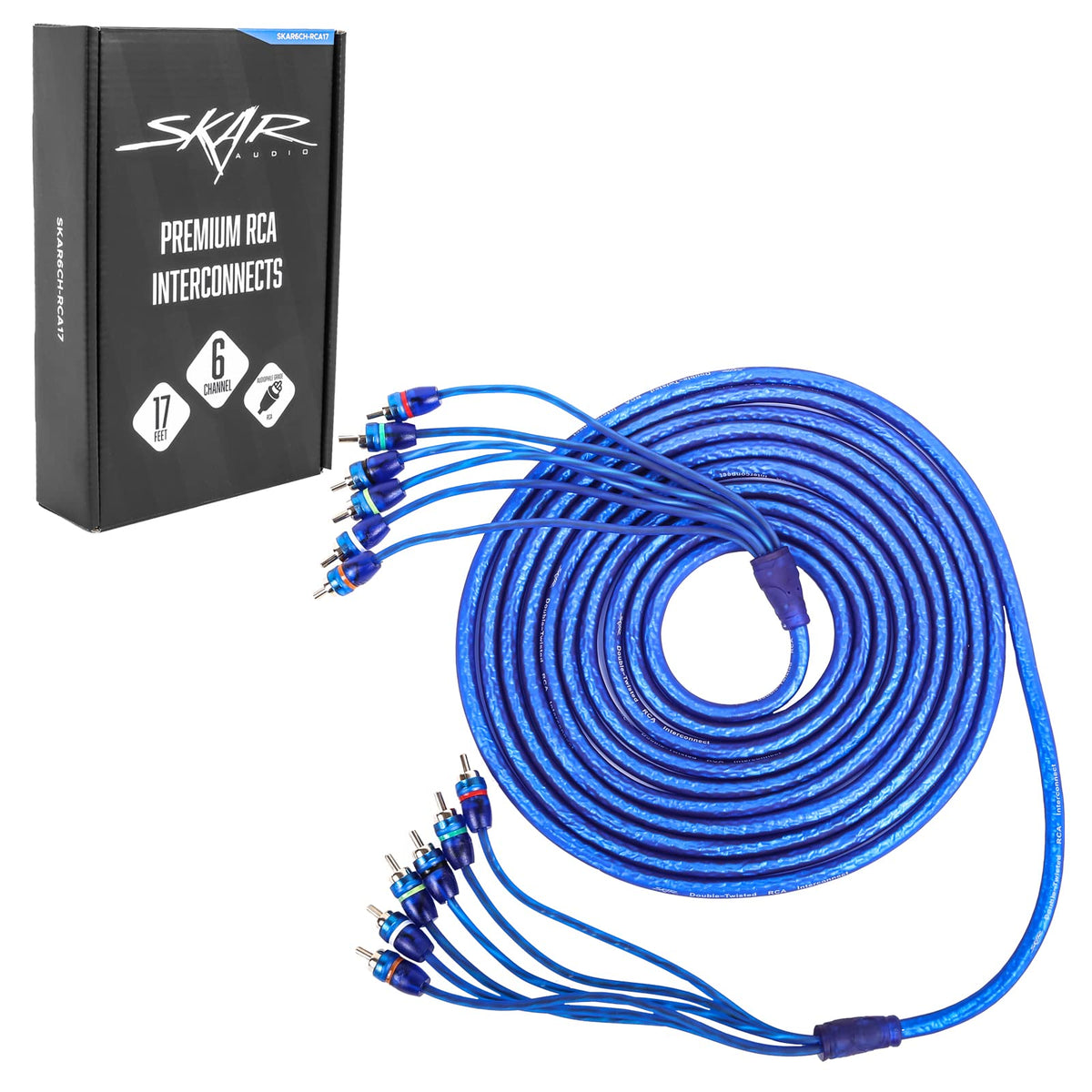 Skar Audio close-up of twisted-pair conductors showing reduced interference benefit