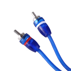 Skar Audio twisted-pair RCA cable achieves cleaner signal transfer.