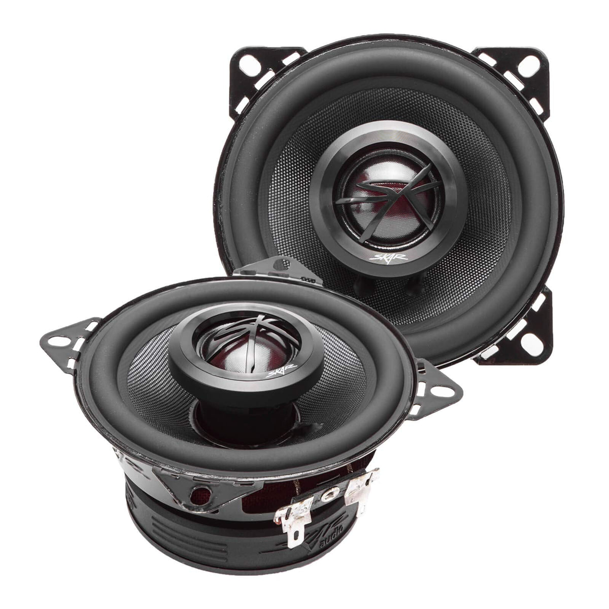 Skar Audio TX4 front view showing grille and frame for better sound clarity
