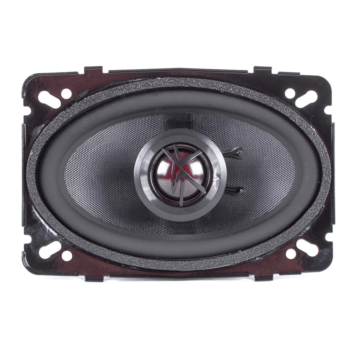 Skar Audio TX46 silk dome tweeter close-up for improved high-frequency detail