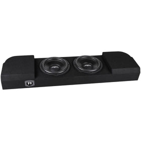 Skar Audio VD Series dual-12 loaded enclosure for Ford Super Duty enhances bass response.
