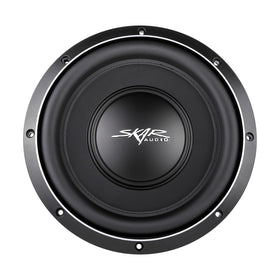 Skar Audio VS-10 D2 10-inch woofer rear view showing dual 2-ohm wiring options.