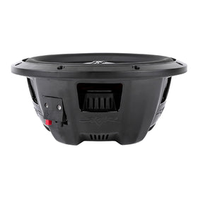 Skar Audio VS-10 D4 back view highlighting dual 4-ohm voice coils for flexible amp pairing