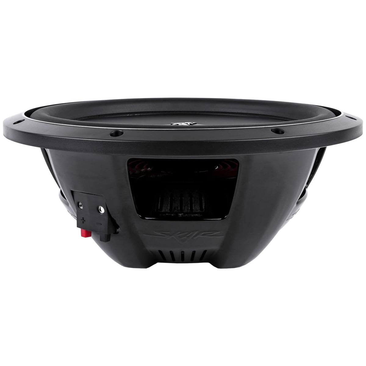 Skar Audio VS-12 D4 peak and RMS power label provides clear spec visibility.