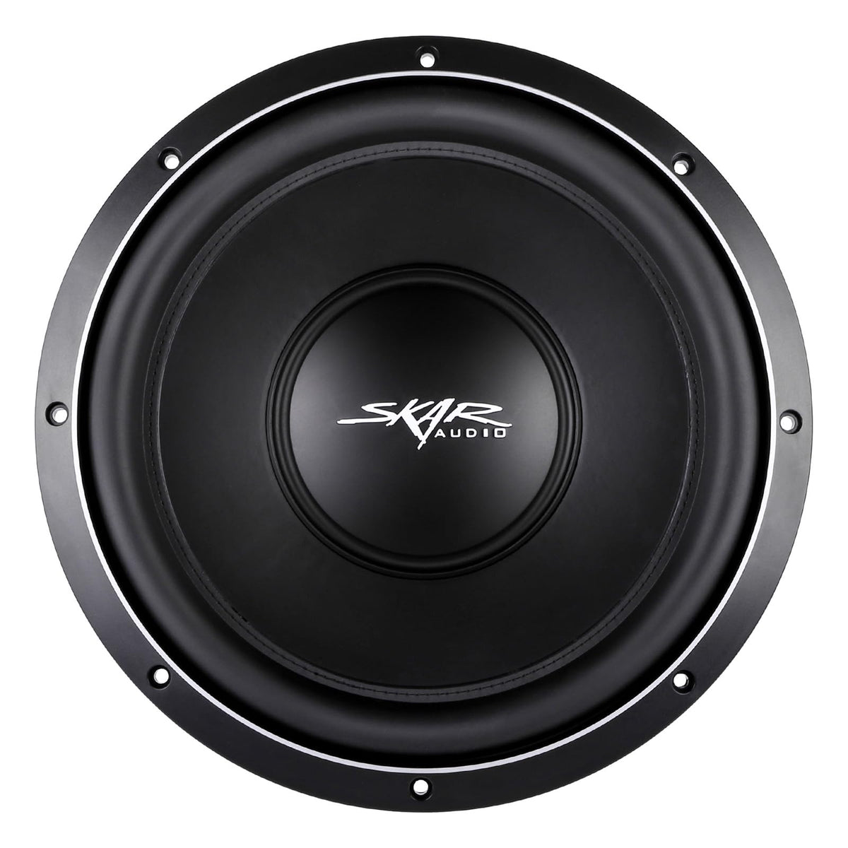 Skar Audio VS-12 D4 side view highlights slim depth for under-seat mounting.