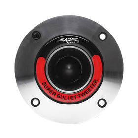 Close-up of Skar Audio aluminum bullet housing highlighting focused high-frequency projection