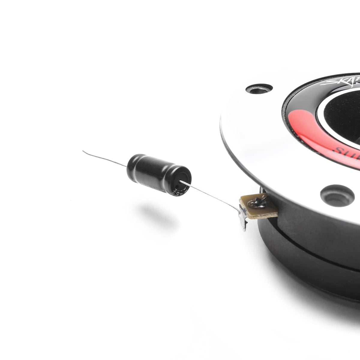 Skar Audio VX175-ST shown next to a ruler to indicate compact 1.75-inch size for tight spaces