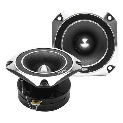 Skar Audio front view showing compact tweeter and mounting benefits