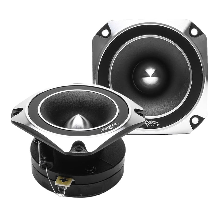 Skar Audio front view showing compact tweeter and mounting benefits