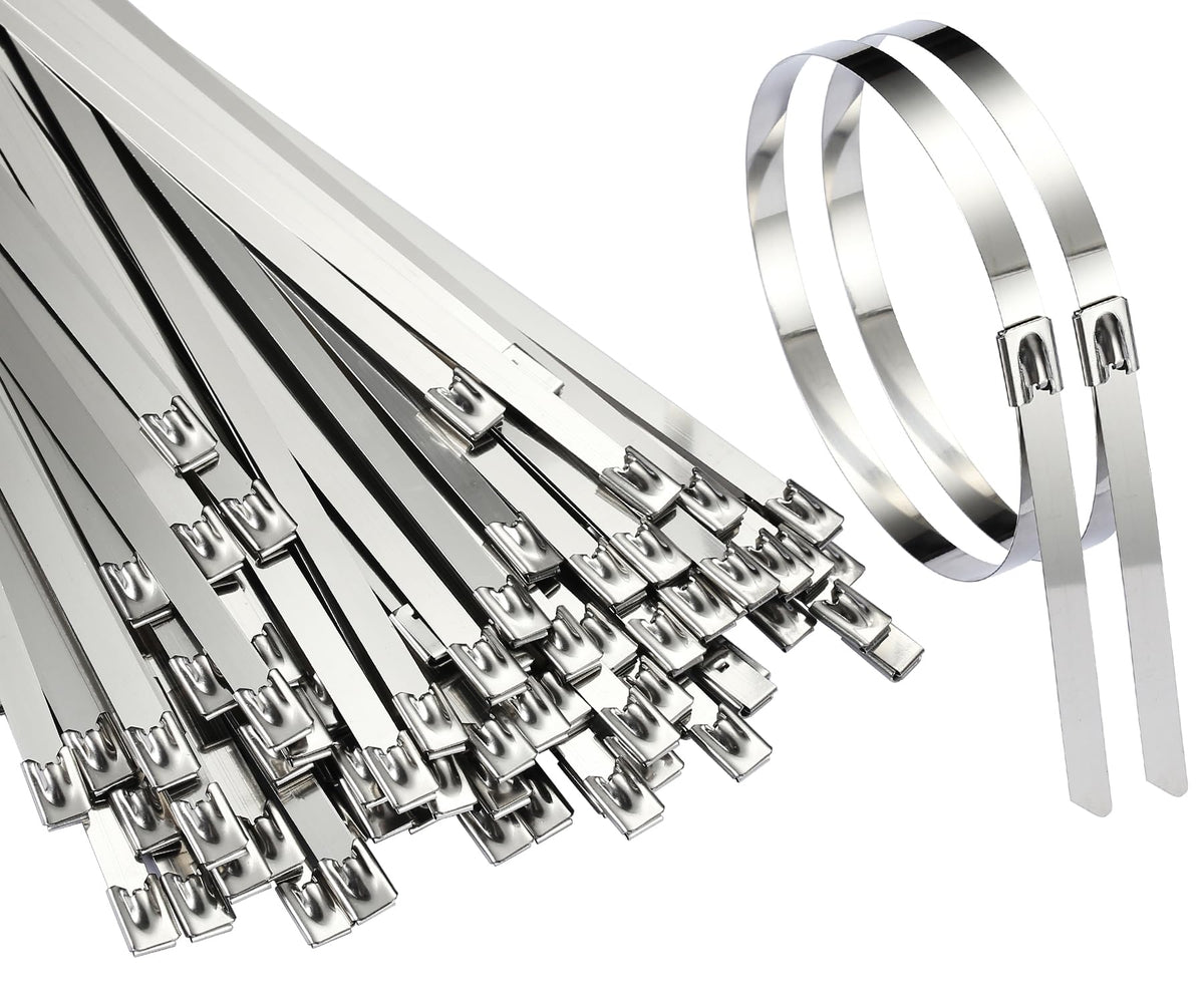 SKIKEN extra wide 158 inch zip tie in use for outdoor cable management.