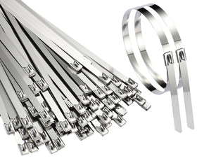 SKIKEN extra wide 158 inch zip tie in use for outdoor cable management.