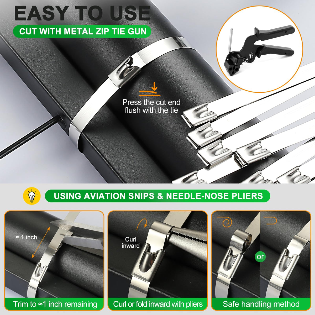 SKIKEN ultra long zip tie used to bundle multiple cables.