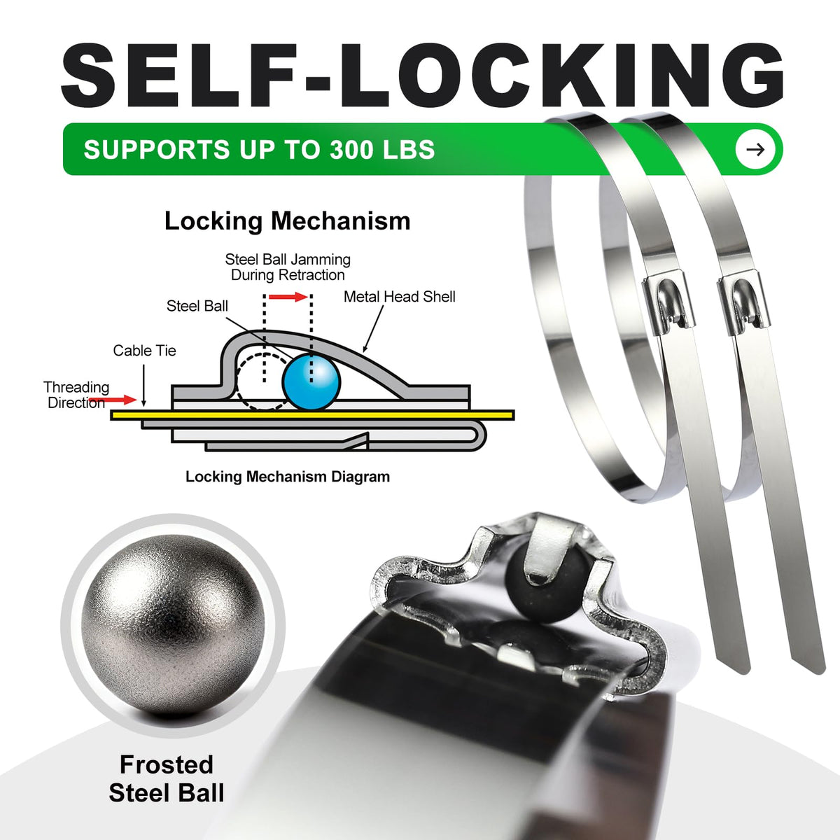 SKIKEN outdoor metal zip tie securing a chain link fence.