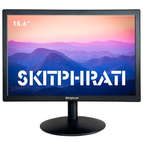 SKitphrati monitor on a compact desk setup saves space.