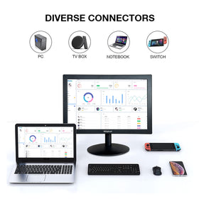 SKitphrati monitor used with PC, laptop, or console for versatile use.