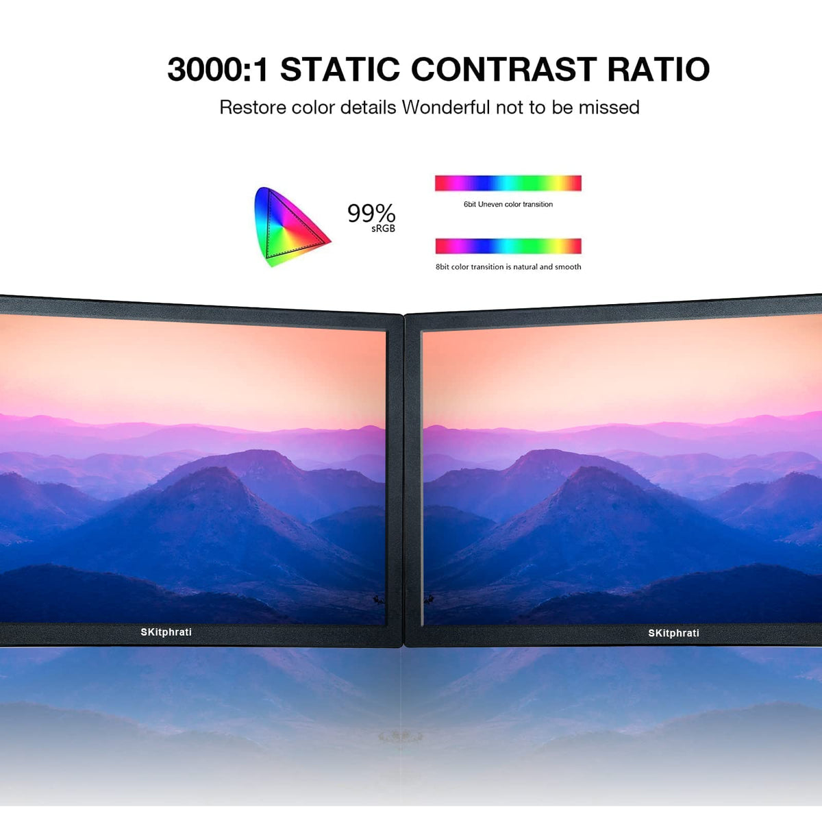 SKitphrati monitor viewed from the side with wide 178-degree angles.
