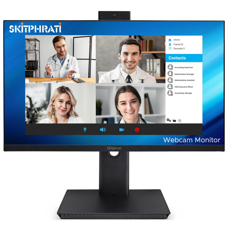 SKitphrati 27-inch monitor front view for expansive multitasking and clean desk setup.