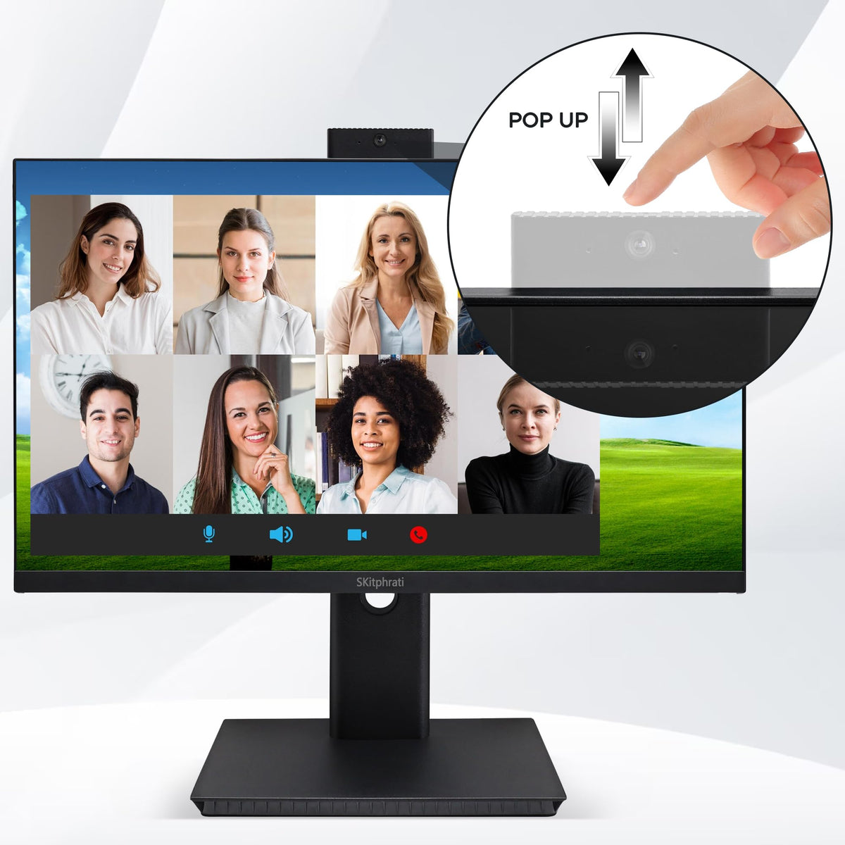 SKitphrati built-in webcam 3MP angle emphasizing clear video conferencing.