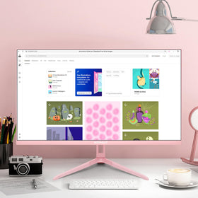 SKitphrati pink monitor IPS panel 1ms front view emphasizes vibrant colors and fast action