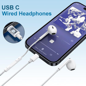 SKLNXAZ USB-C earbuds in use during sport or work.