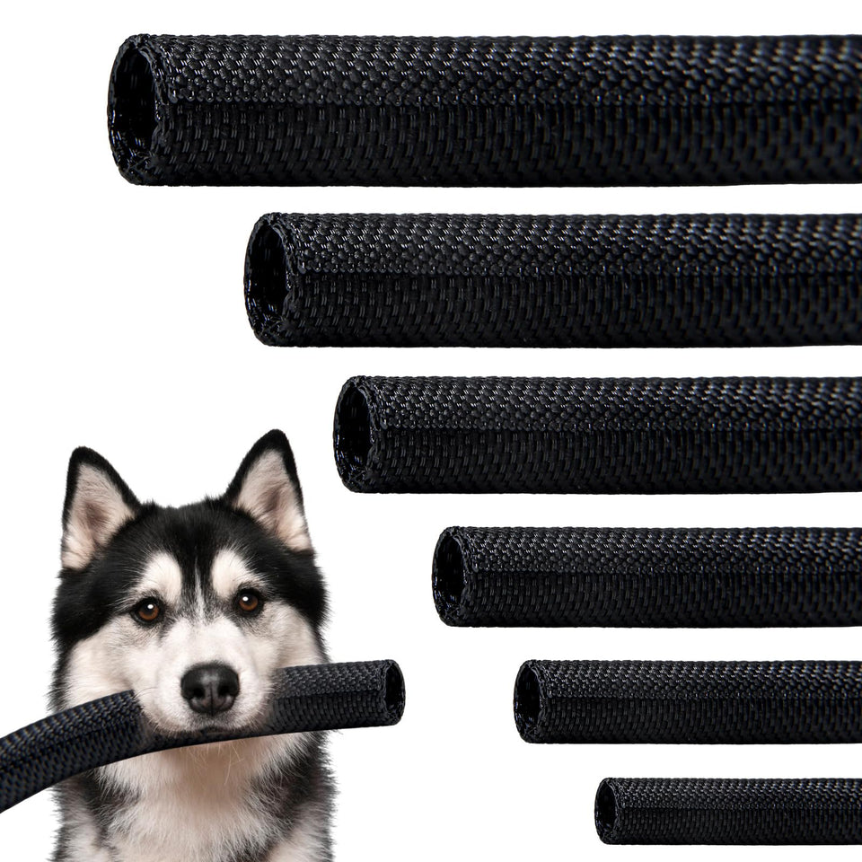 SKNONO front view of 25ft split braided sleeve packaging showing product length and color benefit