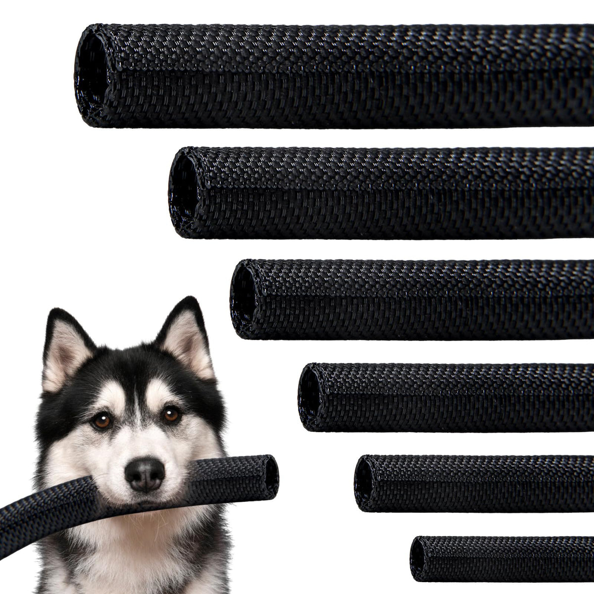 SKNONO split braided sleeve demonstrates a clean, organized 12ft cable run for auto and home use