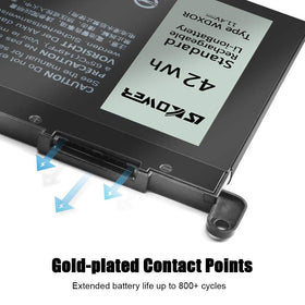 SKOWER WDX0R 42Wh battery laptop compatibility with Inspiron and Latitude models.