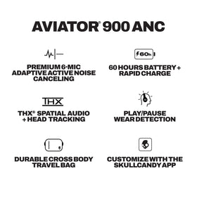 Aviator 900 ANC retro design close-up adds premium style.