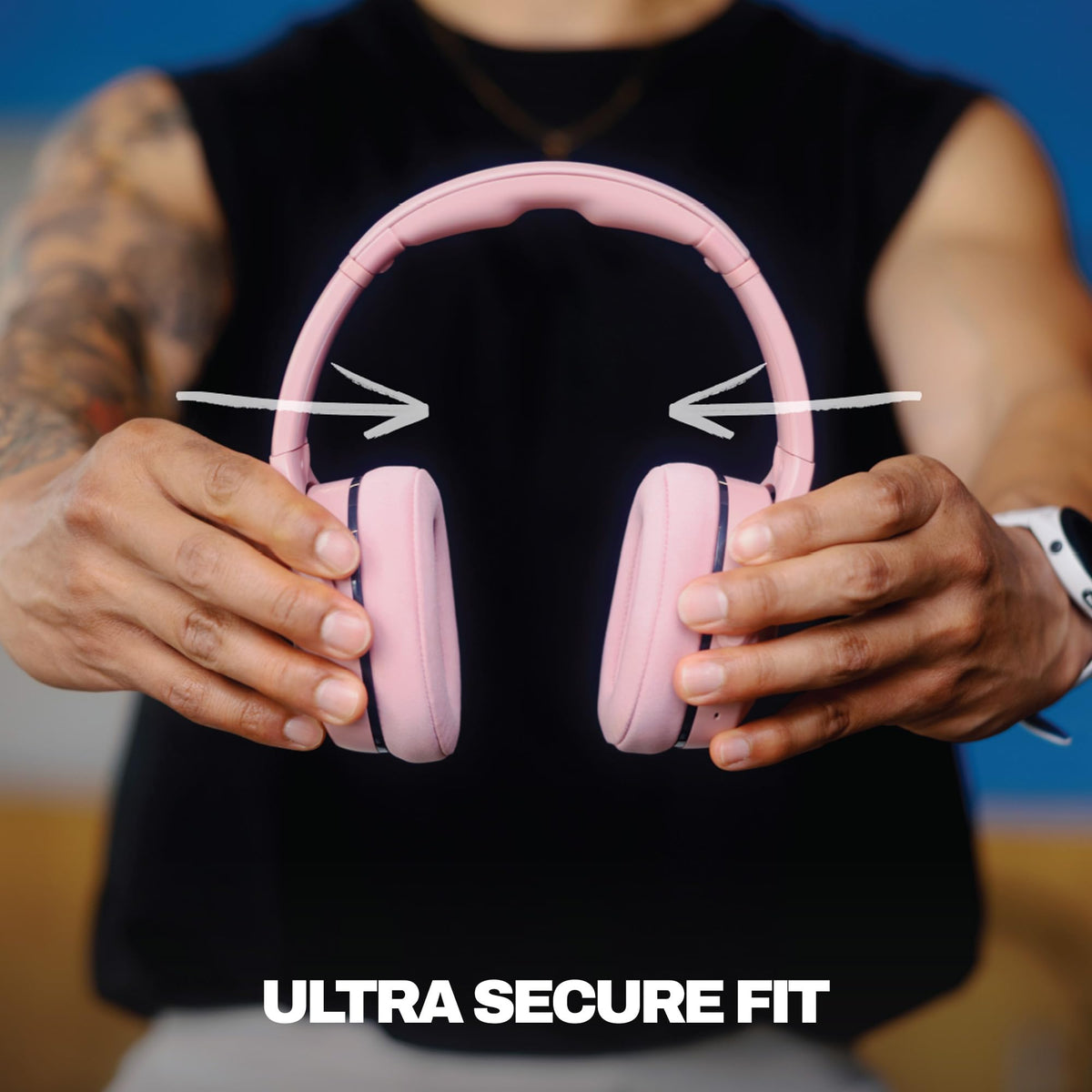 Skullcandy Crusher 540 Active worn during workouts demonstrates secure over-ear fit