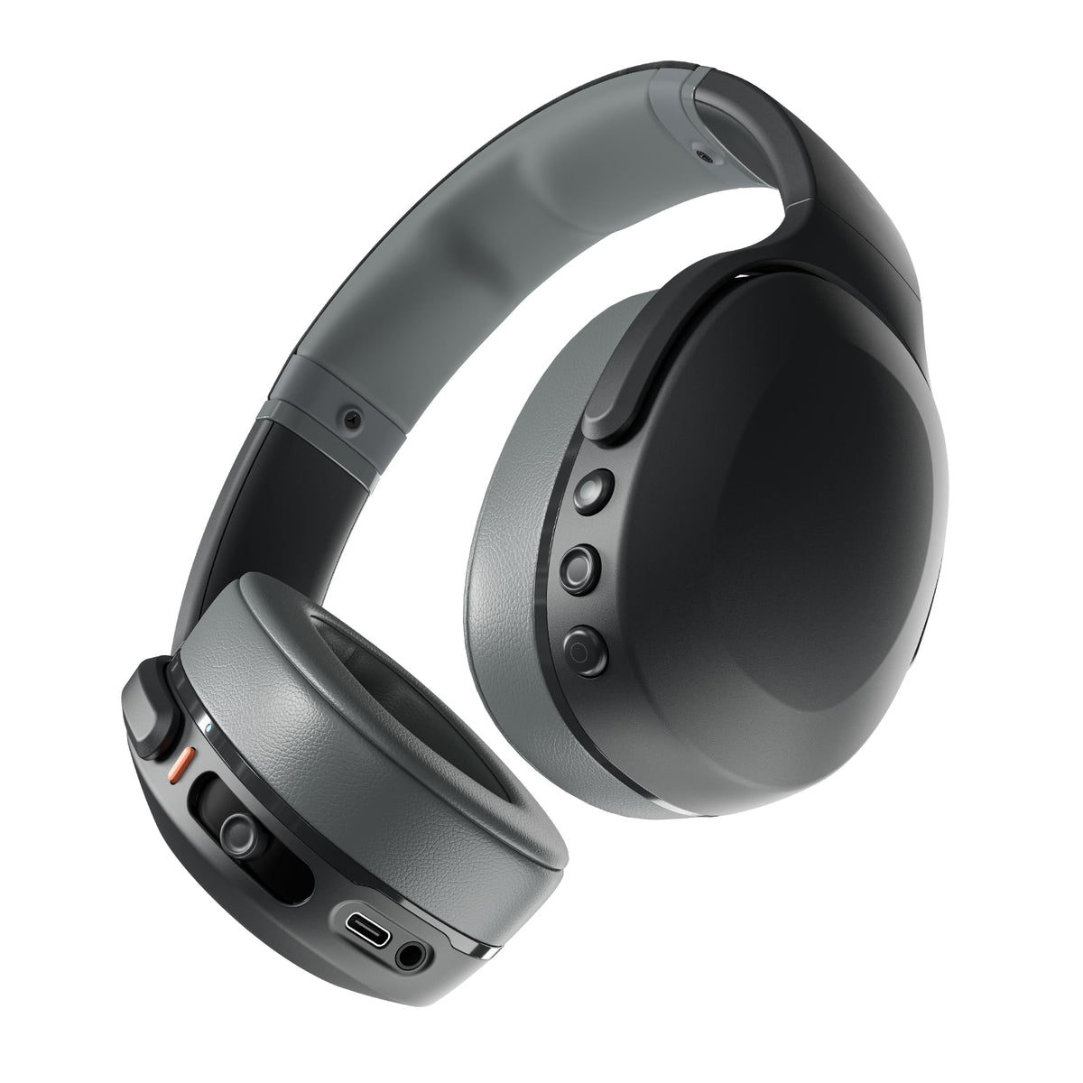 Skullcandy Crusher Evo Asphalt headphones on, delivering immersive bass for daily listening.