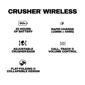 Skullcandy Crusher Wireless folded-compact design enhances portability.