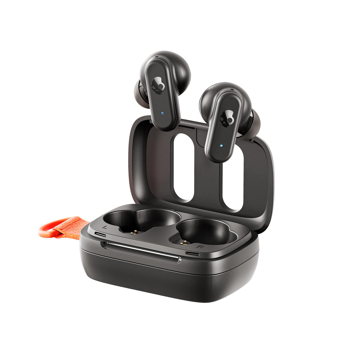 Skullcandy Dime 3 front packaging showing earbuds and case for easy portability