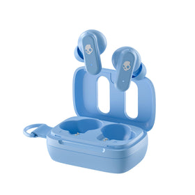 Skullcandy Dime 3 front view showing compact earbuds and case for portability