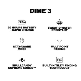 Smartphone screen with Tile app locating Skullcandy Dime 3 for quick recovery