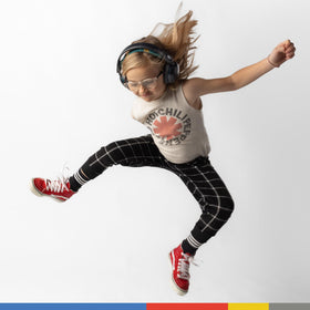 Comfortable, adjustable over-ear fit designed for children wearing Skullcandy Grom.