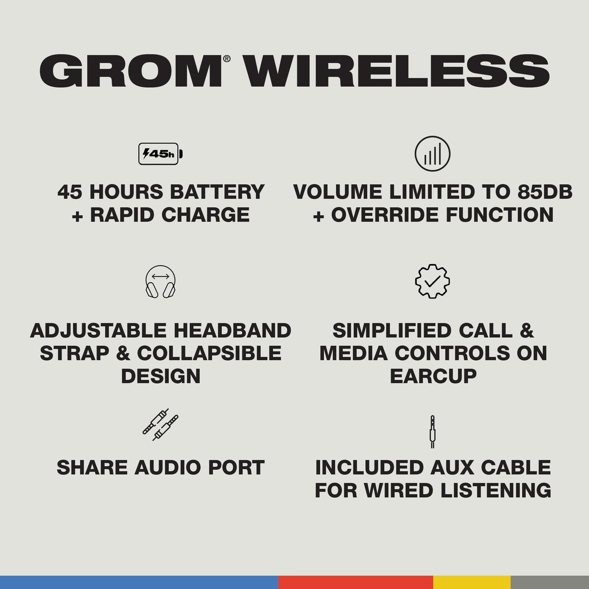 Rapid Charge on Skullcandy Grom provides hours of listening from a short top-up.