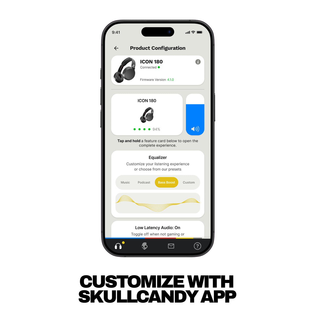Skullcandy Icon 180 headband rear showing sturdy construction and adjustable sizing benefit