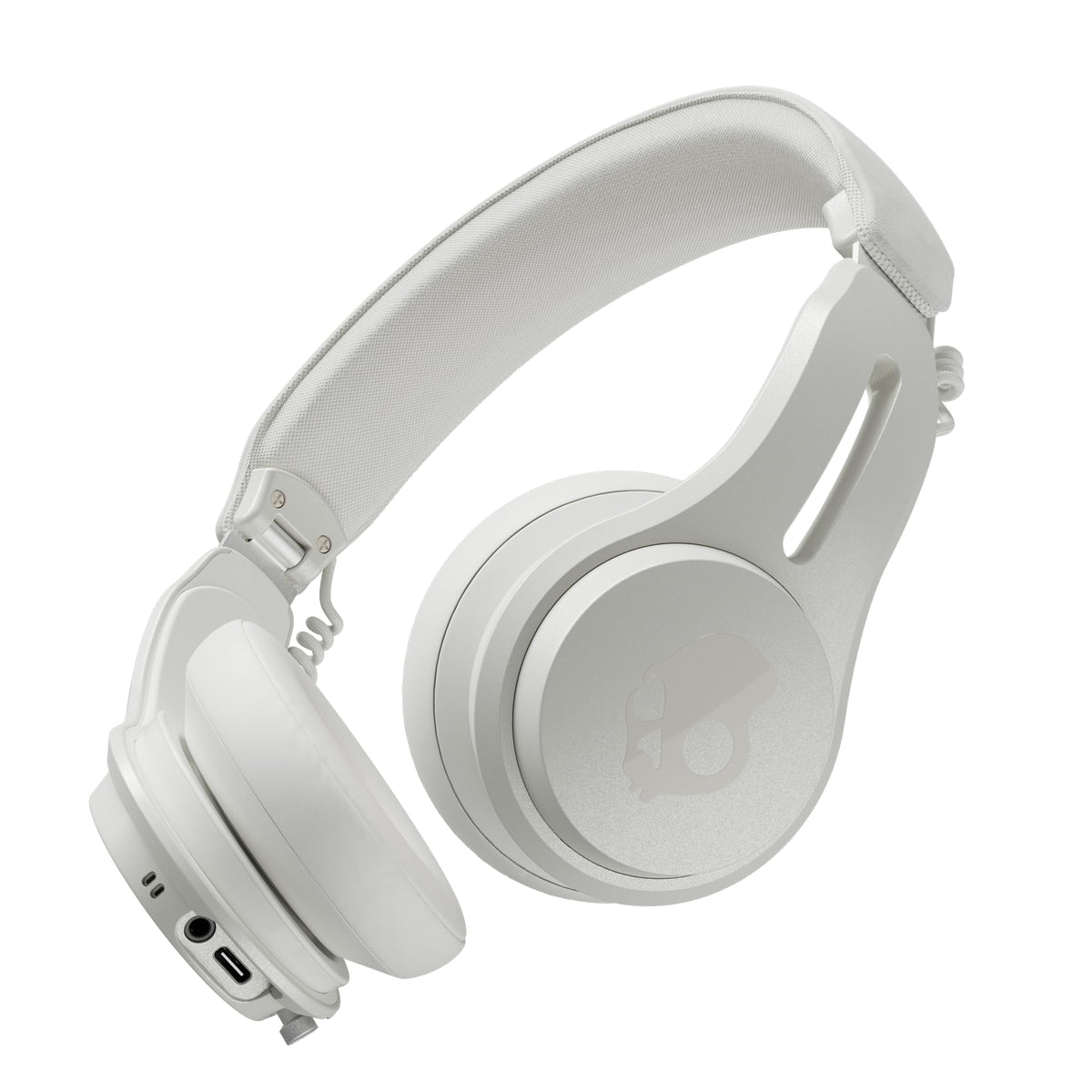 Skullcandy Icon ANC headphones folded for travel, offering compact, portable convenience.
