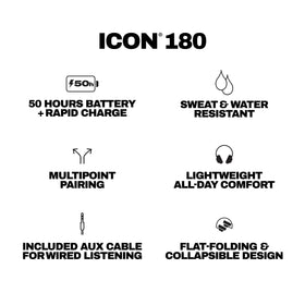 Skullcandy Icon 180 side profile showing durable hinge and travel-ready construction
