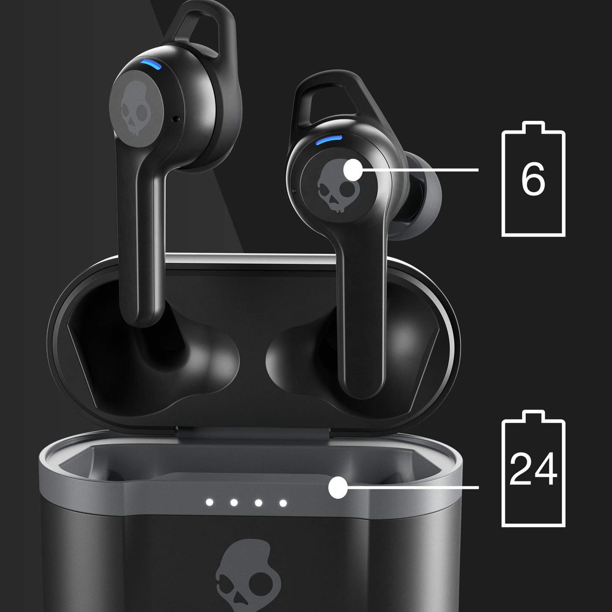 Close-up of Skullcandy Indy Evo earbud texture highlighting secure fit and comfort